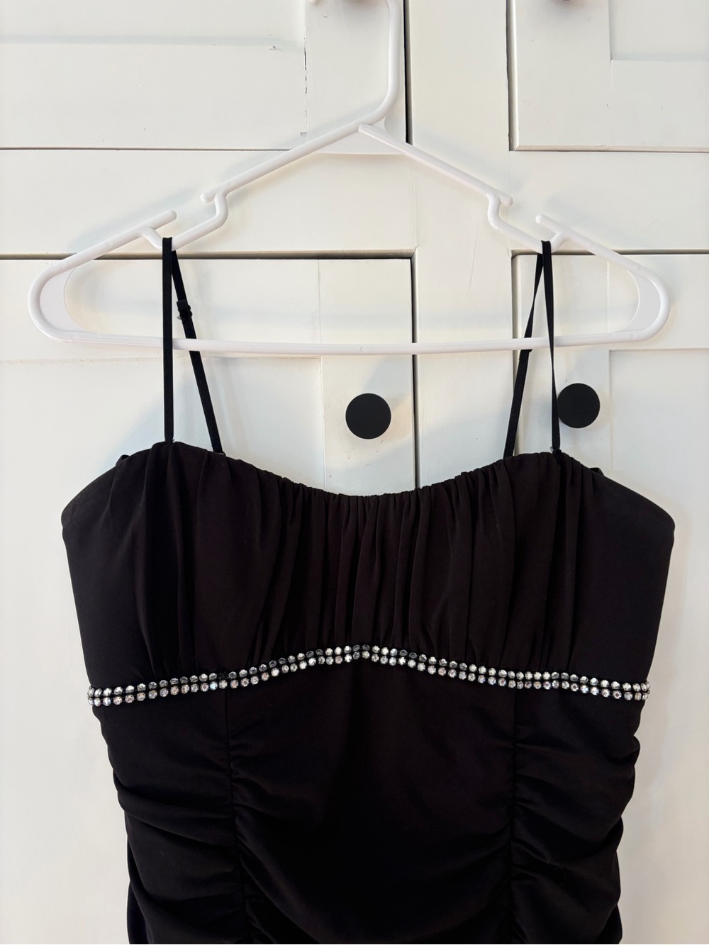 Ruby Rox Black Ruched Bodycon Rhinestones Evening Dress Size XL - Picture 6 of 9